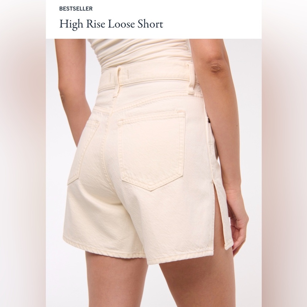 NWT Abercrombie & Fitch - The Loose Short, High Rise, Cream/White